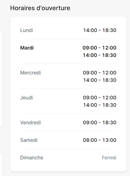 horaire salon