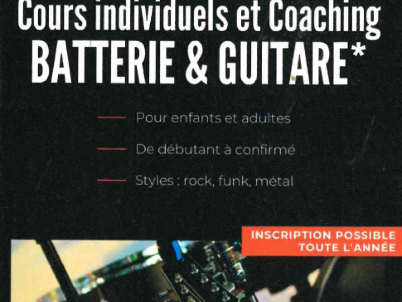 COURS BATTERIE ET GUITARE A COMMER